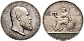 Württemberg. Wilhelm II. 1891-1918. Große landwirtschaftliche Verdienstmedaille o.J. (verliehen 1892-1911/18) von K. Schwenzer. Kopf nach rechts / Nac...