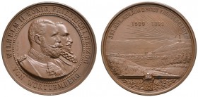 Württemberg. Wilhelm II. 1891-1918. Bronzemedaille 1899 von Mayer und Wilhelm, auf die 300-Jahrfeier der Stadt FREUDEN­STADT. Brustbilder König Wilhel...
