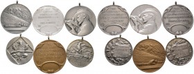 SCHÜTZENMEDAILLEN. See- und Hegau Schützengau - Gauschießen. Lot (6 Stücke): Tragbare, mattierte Silbermedaille und tragbare Bronzemedaille 1924 SINGE...