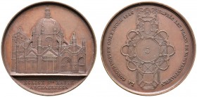MEDAILLEURE. Jacques Wiener (1815-1899). Bronzemedaille 1851. Auf die Kirche St. Maria in Schaerbeek. Außenansicht / Grundriss. van Hoydonck 90. 51 mm...