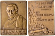 Personenmedaillen und -plaketten von Mayer und Wilhelm, Stuttgart. Bronzeplakette o.J. Auf den preußischen Generalfeldmarschall Gebhard Leberecht von ...