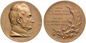 Personenmedaillen und -plaketten von Mayer und Wilhelm, Stuttgart. Bronzemedaille 1903. Auf den 100. Geburtstag des Chemikers Prof. Justus von Liebig ...
