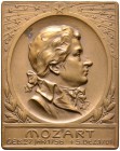 Personenmedaillen und -plaketten von Mayer und Wilhelm, Stuttgart. Einseitige Bronzeplakette o.J. Auf den Komponisten Wolfgang Amadeus Mozart (1756-17...