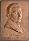 Personenmedaillen und -plaketten von Mayer und Wilhelm, Stuttgart. Einseitige Bronzeplakette o.J. Auf den Politiker und Bankier Hjalmar Schacht (1877-...