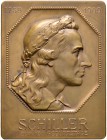 Personenmedaillen und -plaketten von Mayer und Wilhelm, Stuttgart. Einseitige Bronzeplakette 1909. Auf den 150. Geburtstag des Dichters Friedrich Schi...