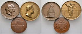 MEDAILLEN. 3 Stücke: PREUSSEN. Bronzemedaille 1851 von H. Bubert, auf die Enthüllung des Denkmals für Friedrich II. in Berlin (Slg. Marienb. 4250, 61 ...