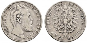 Silbermünzen des Kaiserreiches. Anhalt. Friedrich I. 1871-1904. 2 Mark 1876 A. Ein zweites Exemplar. J. 19. schön-sehr schön