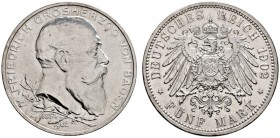 Silbermünzen des Kaiserreiches. Baden. Friedrich I. 1852-1907. 5 Mark 1902. Regierungsjubiläum. J. 31. fast Stempelglanz