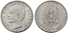 Silbermünzen des Kaiserreiches. Bayern. Otto 1888-1913. 5 Mark 1888 D. J. 44. gutes sehr schön