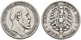 Silbermünzen des Kaiserreiches. Mecklenburg-Schwerin. Friedrich Franz II. 1842-1883. 2 Mark 1876 A. J. 84. schön-sehr schön/schön