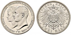 Silbermünzen des Kaiserreiches. Mecklenburg-Schwerin. Friedrich Franz IV. 1897-1918. 2 Mark 1904 A. Hochzeit. J. 86. Polierte Platte
