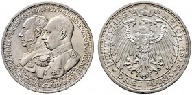 Silbermünzen des Kaiserreiches. Mecklenburg-Schwerin. Friedrich Franz IV. 1897-1918. 3 Mark 1915 A. Hundertjahrfeier des Großherzogtums. J. 88. minima...