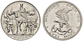 Silbermünzen des Kaiserreiches. Preußen. Wilhelm II. 1888-1918. 2 Mark 1913. Befreiungskampf. J. 109. Polierte Platte-minimal berührt