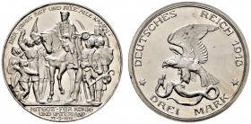 Silbermünzen des Kaiserreiches. Preußen. Wilhelm II. 1888-1918. 3 Mark 1913. Befreiungskampf. J. 110. Polierte Platte-minimal berührt