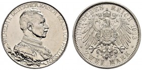 Silbermünzen des Kaiserreiches. Preußen. Wilhelm II. 1888-1918. 2 Mark 1913 A, Regierungsjubiläum. J. 111. Polierte Platte-minimal berührt