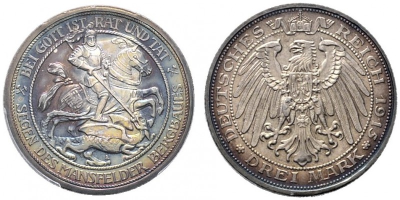Silbermünzen des Kaiserreiches. Preußen. Wilhelm II. 1888-1918. 3 Mark 1915 A. M...