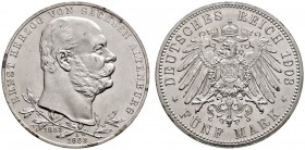 Silbermünzen des Kaiserreiches. Sachsen-Altenburg. Ernst 1853-1908. 5 Mark 1903 A. Regierungsjubiläum. J. 144. minimale Kratzer, vorzüglich-Stempelgla...