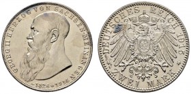 Silbermünzen des Kaiserreiches. Sachsen-Meiningen. Georg II. 1866-1915. 2 Mark 1915. Auf seinen Tod. J. 154. winzige Kratzer auf dem Avers, Stempelgla...