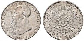 Silbermünzen des Kaiserreiches. Sachsen-Meiningen. Georg II. 1866-1915. 2 Mark 1915. Auf seinen Tod. J. 154. leichte Tönung, vorzüglich-Stempelglanz...