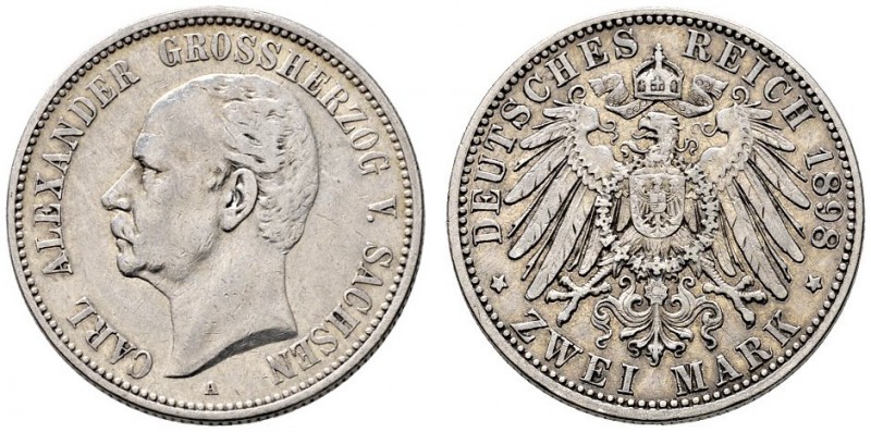 Silbermünzen des Kaiserreiches. Sachsen-Weimar-Eisenach. Carl Alexander 1853-190...