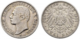 Silbermünzen des Kaiserreiches. Sachsen-Weimar-Eisenach. Wilhelm Ernst 1901-1918. 2 Mark 1901 A. Regierungsantritt. J. 157. fast sehr schön/sehr schön...