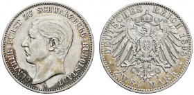 Silbermünzen des Kaiserreiches. Schwarzburg-Rudolstadt. Günther Victor 1890-1918. 2 Mark 1898 A. J. 167. leichte Patina, sehr schön
