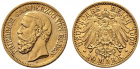 Reichsgoldmünzen. Baden. Friedrich I. 1852-1907. 10 Mark 1900 G. J. 188. der seltenste Jahrgang, sehr schön-vorzüglich/vorzüglich