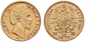 Reichsgoldmünzen. Bayern. Ludwig II. 1864-1886. 10 Mark 1873 D. J. 193. sehr schön
