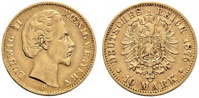 Reichsgoldmünzen. Bayern. Ludwig II. 1864-1886. 10 Mark 1875 D. J. 196. sehr schön