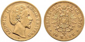 Reichsgoldmünzen. Bayern. Ludwig II. 1864-1886. 10 Mark 1878 D. J. 196. sehr schön