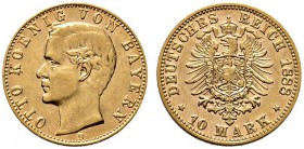 Reichsgoldmünzen. Bayern. Otto 1886-1913. 10 Mark 1888 D. J. 198. winzige Randfehler, gutes sehr schön