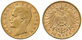 Reichsgoldmünzen. Bayern. Otto 1886-1913. 10 Mark 1898 D. J. 199. sehr schön/sehr schön-vorzüglich