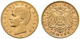 Reichsgoldmünzen. Bayern. Otto 1886-1913. 10 Mark 1900 D. J. 199. minimale Randfehler, sehr schön/sehr schön-vorzüglich