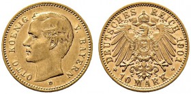 Reichsgoldmünzen. Bayern. Otto 1886-1913. 10 Mark 1901 D. J. 201. sehr schön/vorzüglich aus polierten Stempeln