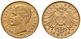 Reichsgoldmünzen. Bayern. Otto 1886-1913. 10 Mark 1904 D. J. 201. sehr schön-vorzüglich/vorzüglich