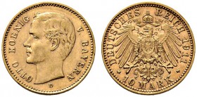 Reichsgoldmünzen. Bayern. Otto 1886-1913. 10 Mark 1911 D. J. 201. besserer Jahrgang, sehr schön-vorzüglich/vorzüglich