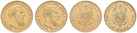 Reichsgoldmünzen. Preußen. Friedrich III. 1888. Lot (2 Stücke): 10 Mark 1888 A sowie 20 Mark 1888 A. J. 247,248. kleine Kratzer, sehr schön-vorzüglich...