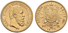 Reichsgoldmünzen. Württemberg. Karl 1864-1891. 20 Mark 1873 F. J. 290. sehr schön-vorzüglich/sehr schön