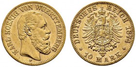 Reichsgoldmünzen. Württemberg. Karl 1864-1891. 10 Mark 1874 F. J. 292. sehr schön
