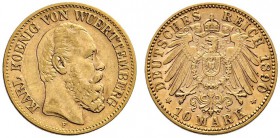 Reichsgoldmünzen. Württemberg. Karl 1864-1891. 10 Mark 1890 F. J. 294. sehr schön/sehr schön-vorzüglich