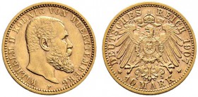 Reichsgoldmünzen. Württemberg. Wilhelm II. 1891-1918. 10 Mark 1907 F. J. 295. sehr schön-vorzüglich