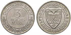 Weimarer Republik. 3 Reichsmark 1926 A. Lübeck. J. 323. winzige Randfehler, gutes vorzüglich