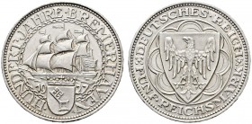 Weimarer Republik. 5 Reichsmark 1927 A, Bremerhaven. J. 326. minimale Kratzer, kleine Randunebenheiten, vorzüglich