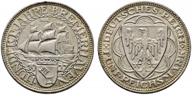 Weimarer Republik. 5 Reichsmark 1927 A, Bremerhaven. J. 326. kleine Kratzer und Randfehler, vorzüglich