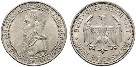 Weimarer Republik. 3 Reichsmark 1927 F. Uni Tübingen. J. 328. minimale Kratzer, vorzüglich