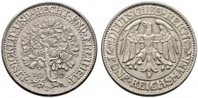 Weimarer Republik. 5 Reichsmark 1930 J. Eichbaum. J. 331. selten, sehr schön-vorzüglich