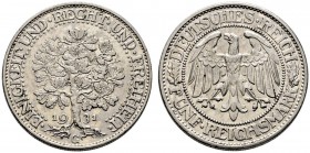 Weimarer Republik. 5 Reichsmark 1931 G. Eichbaum. J. 331. minimale Kratzer, sehr schön-vorzüglich