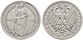 Weimarer Republik. 3 Reichsmark 1928 A. Naumburg. J. 333. vorzüglich