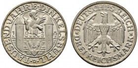 Weimarer Republik. 3 Reichsmark 1928 D. Dinkelsbühl. J. 334. vorzüglich-prägefrisch