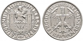 Weimarer Republik. 3 Reichsmark 1928 D. Dinkelsbühl. J. 334. minimaler Kratzer auf dem Avers, fast vorzüglich
